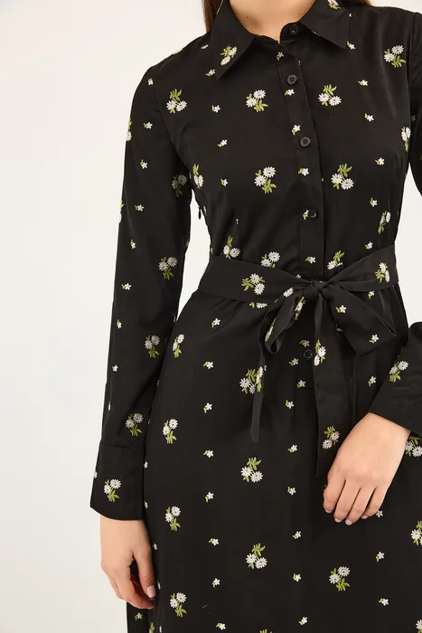 שמלת צווארון מידי בורדו עשיר