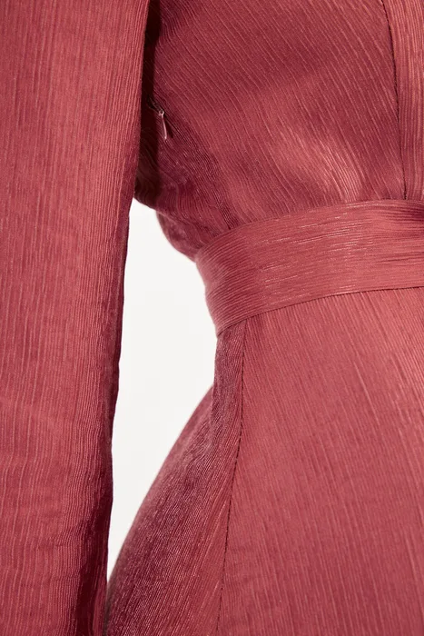 שמלת צווארון מידי בורדו עשיר